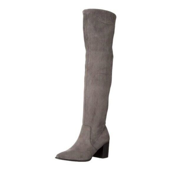 DOLCE VITA Tabbie Suede Over The Knee Gray Block Heel Boot Size 6 - Picture 1 of 14